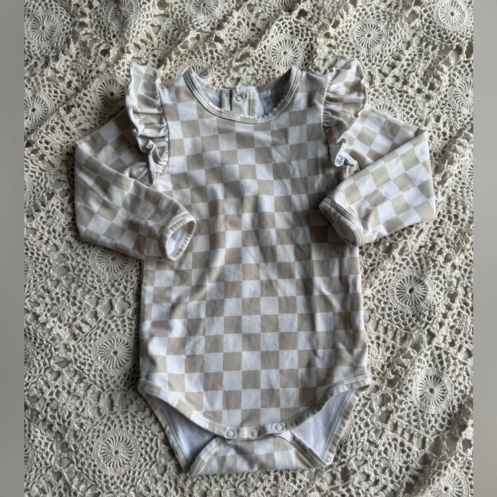 Mebie Baby Checkered Ruffle Onesie